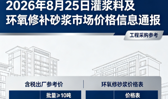 和林格尔2026年8月25日灌浆料及环氧修补砂浆市场价格信息通报
